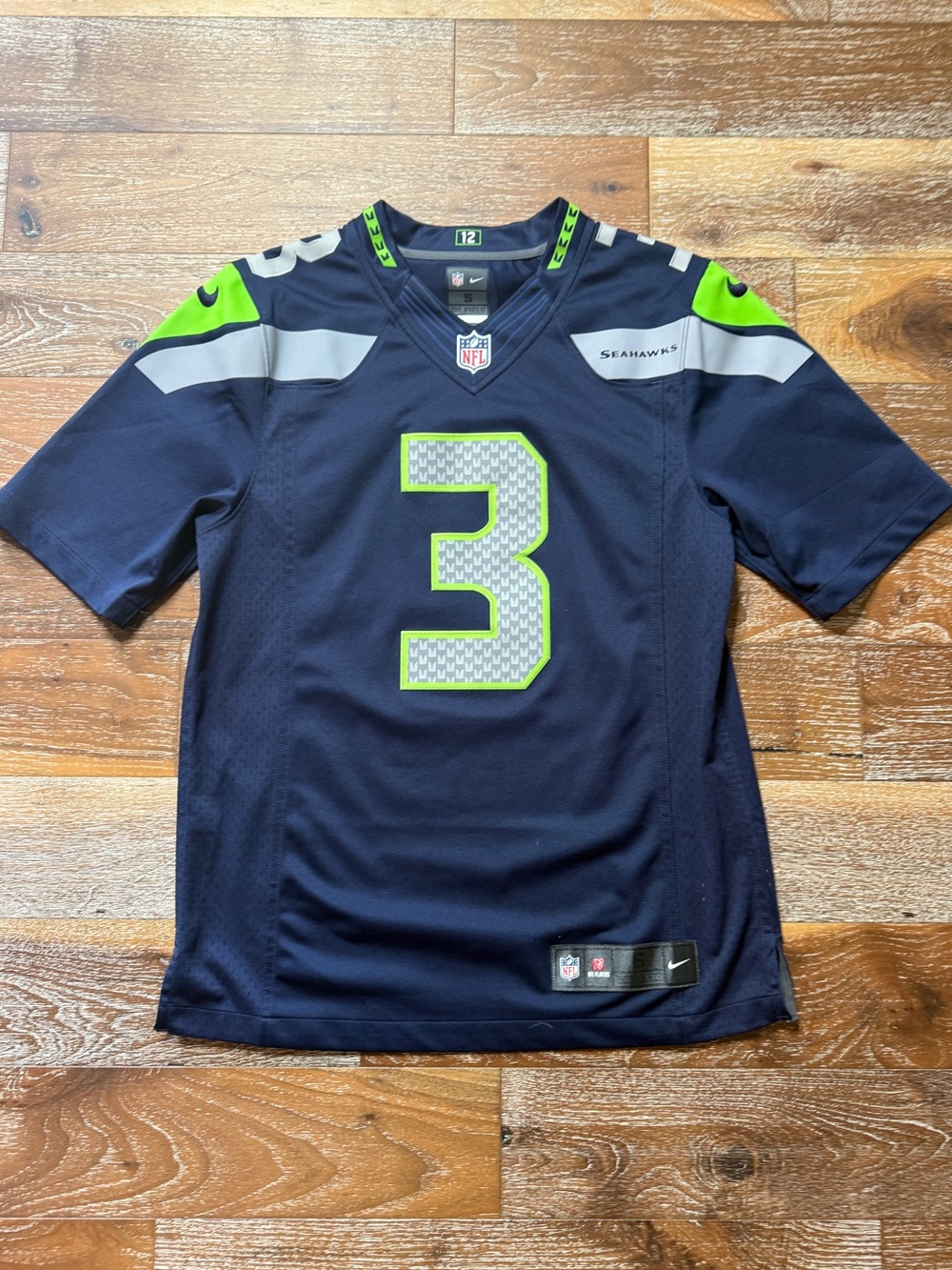 NFL Nike Seattle Seahawks Football Jersey Navy & Green / #3 Russell Wilson / Sm